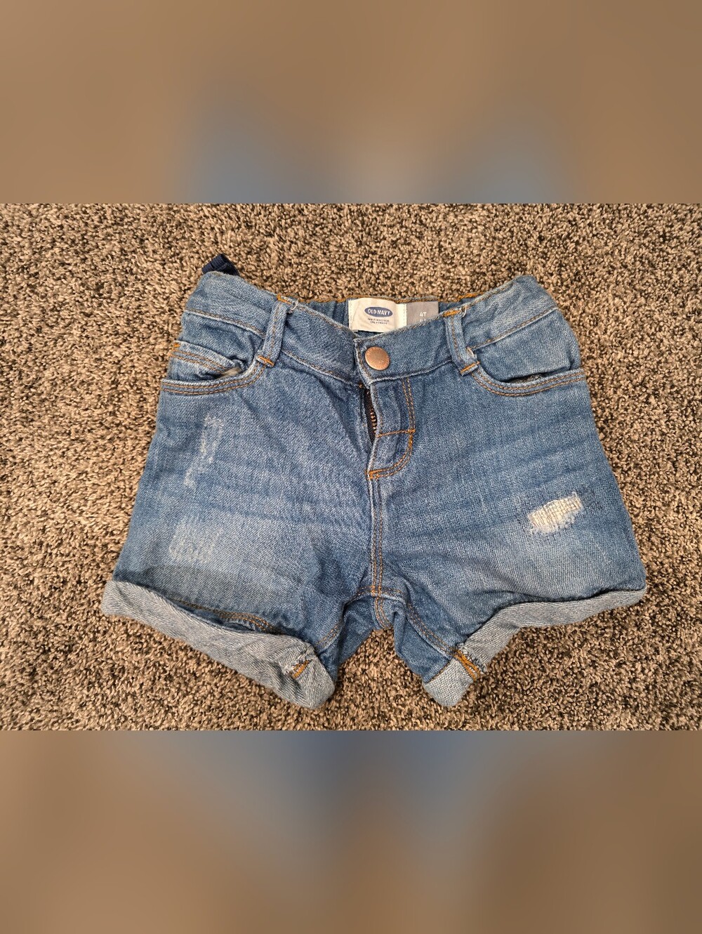 Old Navy Girls' Blue Denim Roll-Cuff Shorts